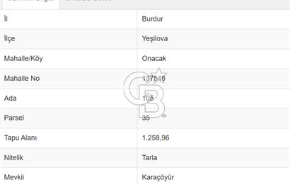 Burdur Yeşilova Onacak Köyü 1258 m2 Köy içi İmarlı Satılık ArsaFavorilerime EkleYazdırFacebook ile paylaş X ile paylaş E-posta ile gönder