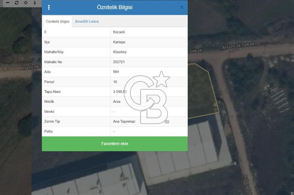 KARTEPE KÖSEKÖYDE 3048 m² SANAYİ İMARLI YATIRIMLIK ARSA