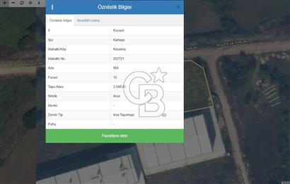 KARTEPE KÖSEKÖYDE 3048 m² SANAYİ İMARLI YATIRIMLIK ARSA