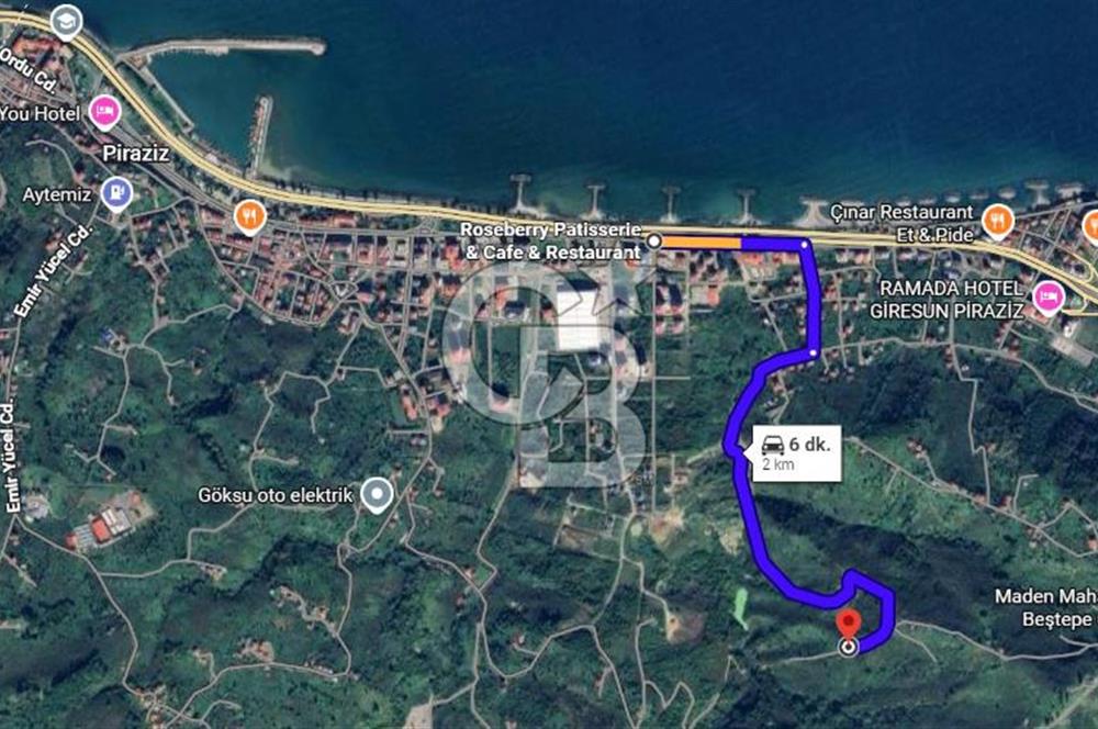 Piraziz Maden Mah. 6920 m² Deniz Manzaralı Satılık Fındık Bahçesi