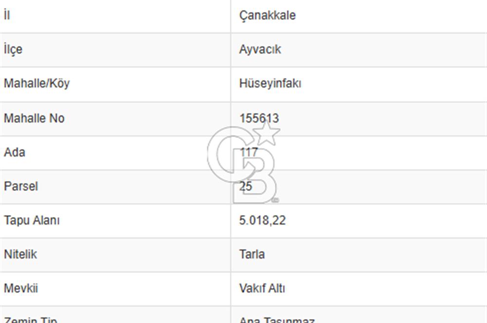 ÇANAKKALE DEMİRCİ KÖYÜNDE SATILIK KAZ DAĞLARINDA 5018M2 TARLA