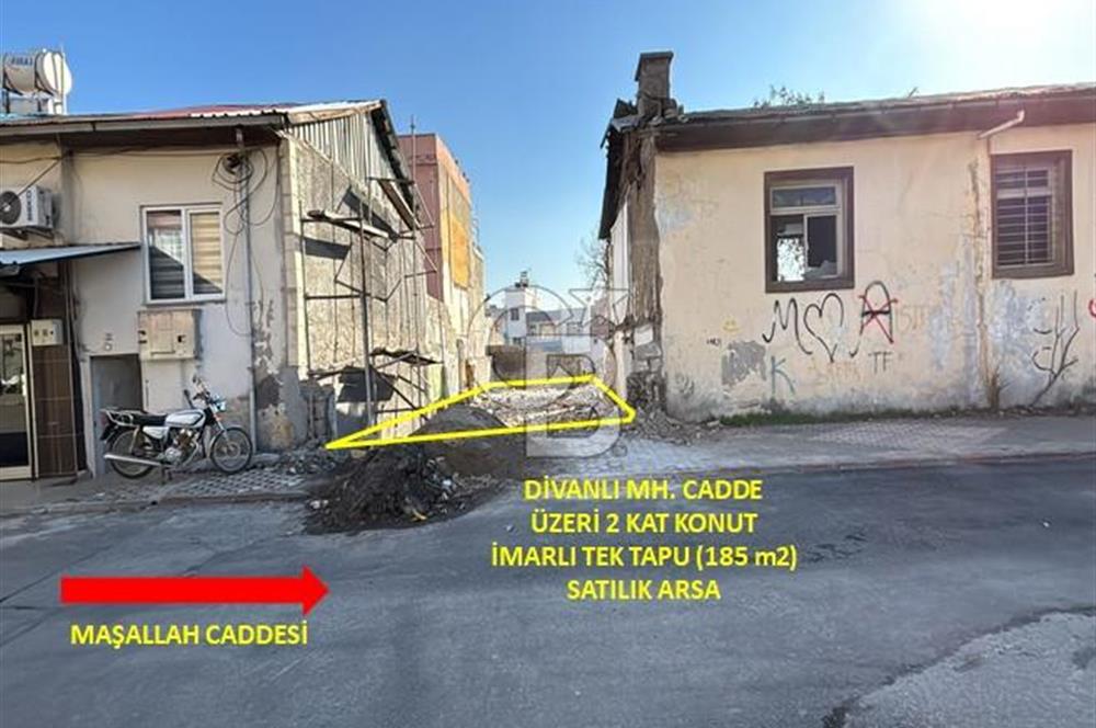 CB'DEN DİVANLI MH CADDE ÜZERİ (185m2) SATILIK KONUT İMARLI ARSA