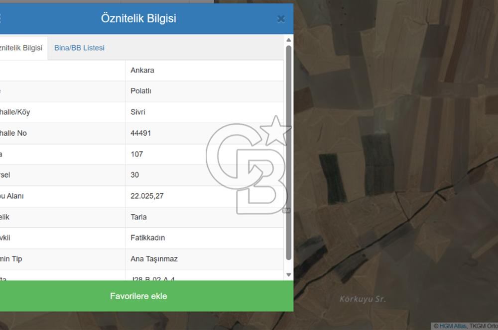 YATIRIM FIRSATI POLATLI SİVRİ TEK TAPU SATILIK TARLA