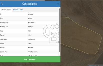 YATIRIM FIRSATI POLATLI KARABENLİ TEK TAPU SATILIK TARLA