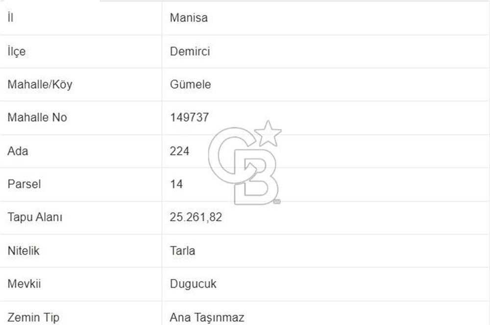  MANISA DEMİRCİ GÜMELE 24 DÖNÜM TARLA