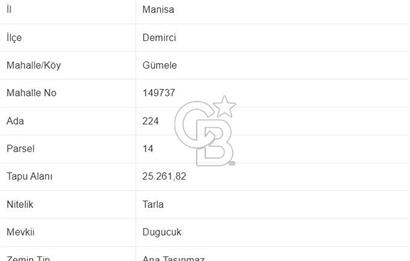  MANISA DEMİRCİ GÜMELE 24 DÖNÜM TARLA