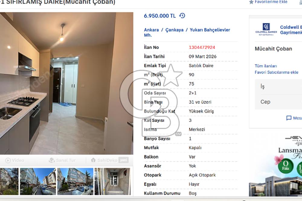 BAHÇELIEVLER 2+1 SIFIRLAMIŞ DAIRE(Mücahit Çoban)