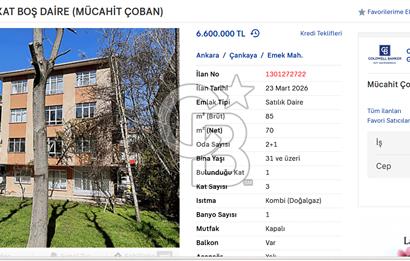 EMEK 8. CADDE 2+1 1.KAT BOŞ DAİRE (MÜCAHİT ÇOBAN)
