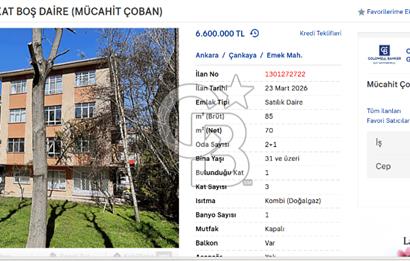 EMEK 8. CADDE 2+1 1.KAT BOŞ DAİRE (MÜCAHİT ÇOBAN)