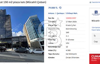 Balgat prestij plaza 12. kat 150 m2 plaza katı (Mücahit Çoban)
