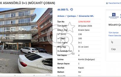 AYRANCI ESENLİK SOKAK ASANSÖRLÜ 3+1 (MÜCAHİT ÇOBAN)