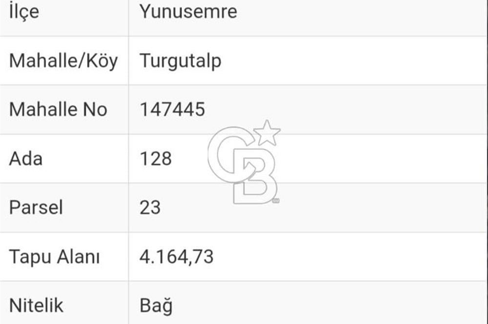Manisa Yunusemre Satılık Tarla: 4164m² Kadastral Yola Cepheli