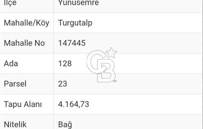 Manisa Yunusemre Satılık Tarla: 4164m² Kadastral Yola Cepheli