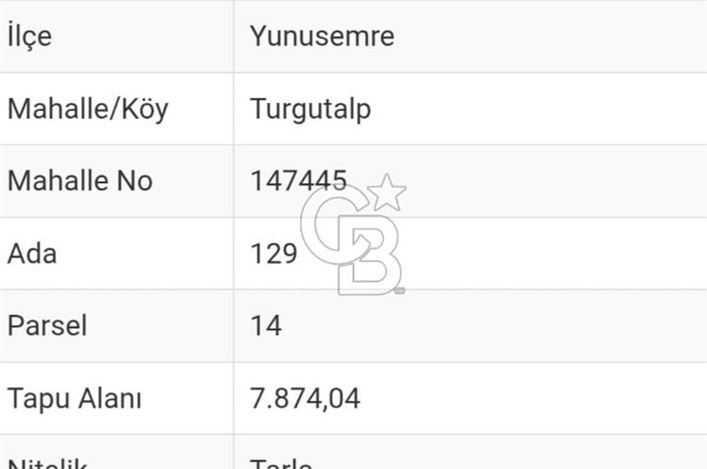 Manisa Yunusemre Satılık Tarla 7.874 m² - Turgutalp Yakını