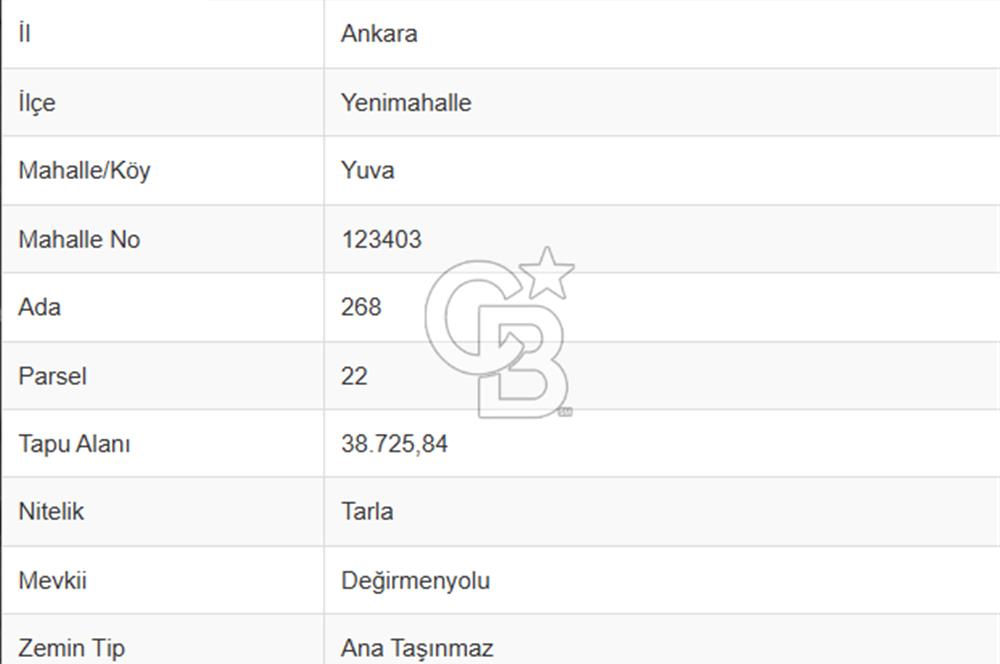 YENİMAHALLE YUVADA İMAR SINIRINDA TİCARİ PARSELLERE KOMŞU