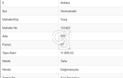 YENİMAHALLE YUVADA İMAR SINIRINDA TİCARİ PARSELLERE KOMŞU