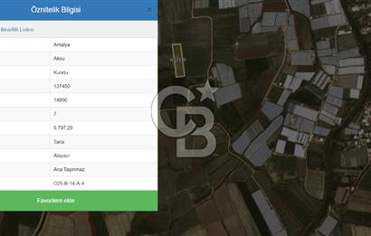 KUNDU OTELLER BÖLGESİ YAKINI 5.797 M2 TEK TAPU TARLA