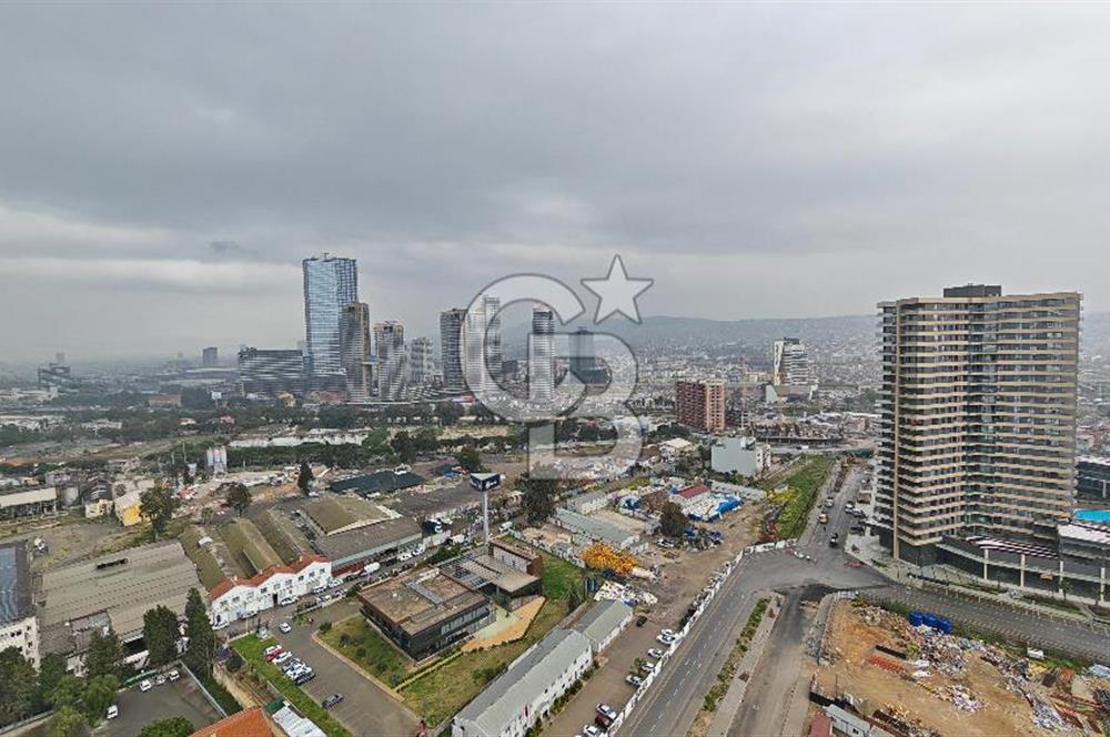 Evora İzmir Balkonlu Kısmi Deniz Manzaralı Kiralık 1+1 Daire