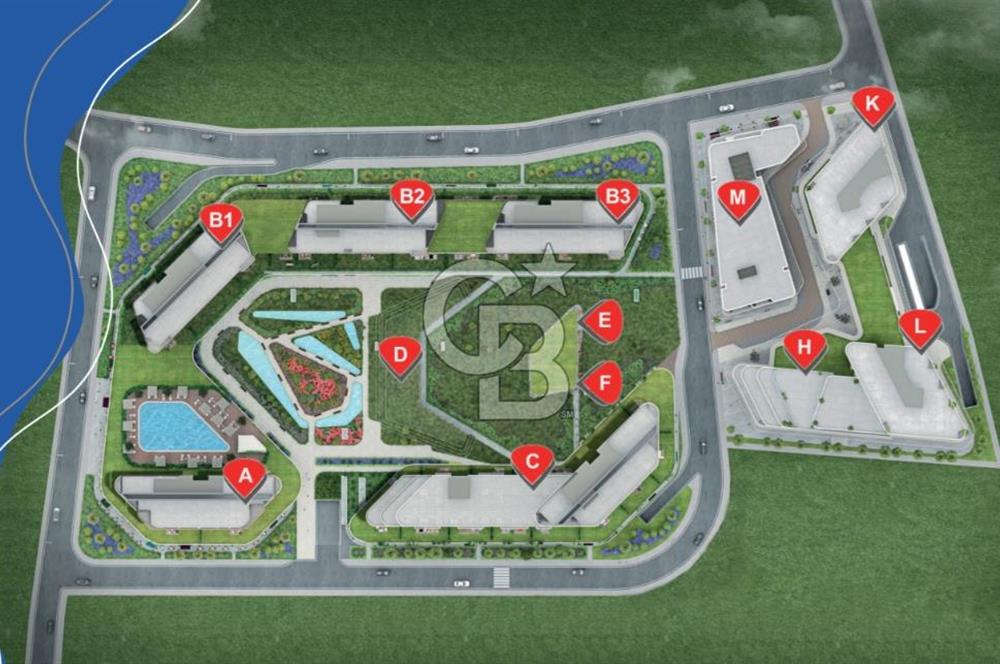 Evora İzmir Balkonlu Kısmi Deniz Manzaralı Kiralık 1+1 Daire