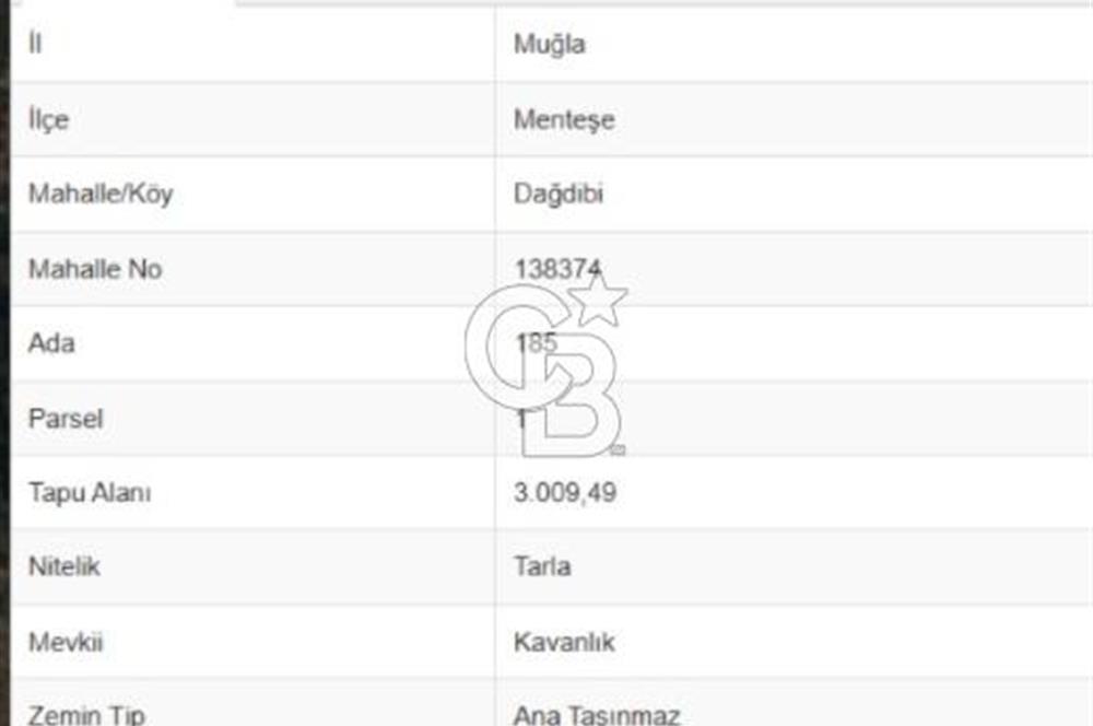 MUĞLA MENTEŞE DAĞDİBİ MAHALLESİNDE 3 DÖNÜM TARLA