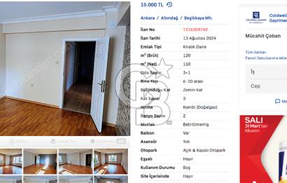 BEŞİKKAYA KİRALIK 3+1 DAİRE (CB ELİT MÜCAHİT ÇOBAN)