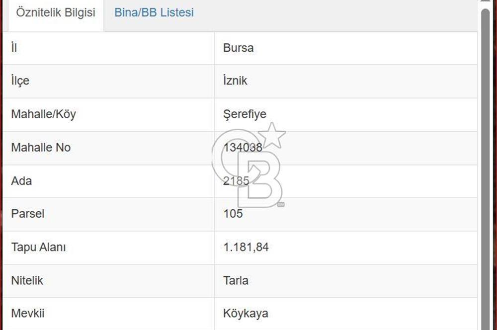 Bursa İznik Şerefiye'de Göl Manzaralı 1.182 m