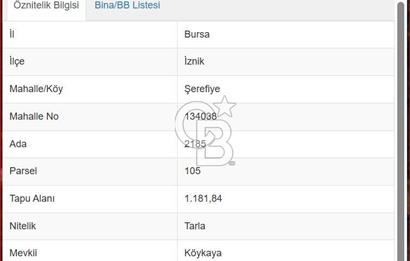 Bursa İznik Şerefiye'de Göl Manzaralı 1.182 m