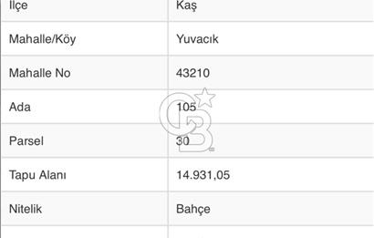 CB GİZ'DEN KAŞ YUVACIK'TA SATILIK TARLA