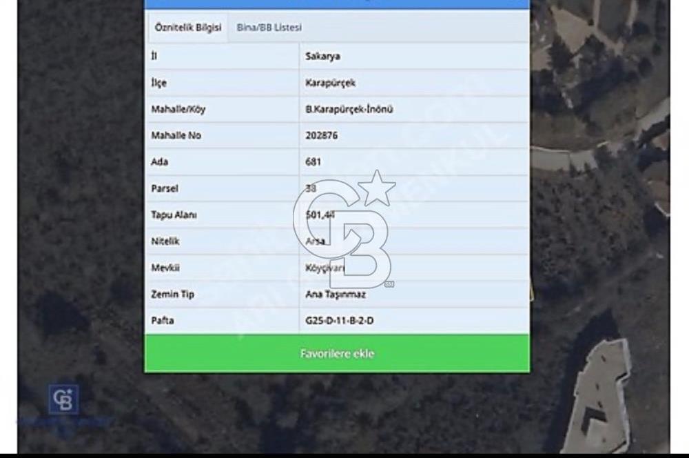 Sakarya Karapürçek te 501m2 %35 3 Kat İmarlı Fırsat KÖŞE Arsa