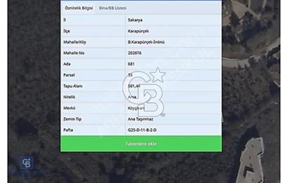 Sakarya Karapürçek te 501m2 %35 3 Kat İmarlı Fırsat KÖŞE Arsa