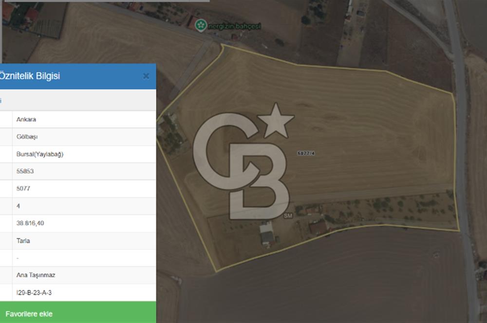 CB VİZYON TEVFİK BAŞTÜRK'TEN GÖLBAŞI YAYLABAĞ MH. SATILIK TARLA