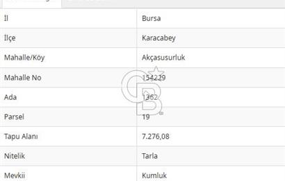 CB FOCUS'TAN KARACABEY / AKÇASUSURLUK'TA SATILIK ARAZİ