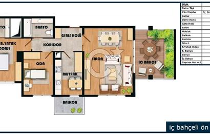 MİRAGE BAHÇE'DE PEYZAJ MANZARALI, İÇ BAHÇELİ, EŞYALI 2+1 DAİRE