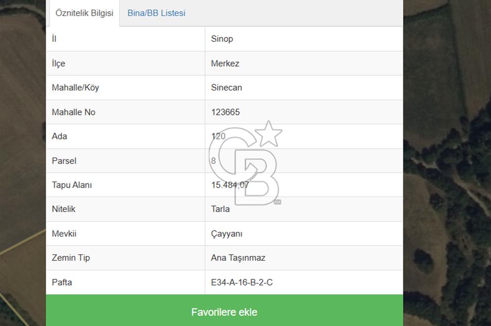 !! Sinopta Yola Cepheli 15.484 m² Satılık Tarla !!