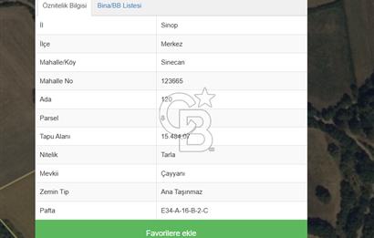 !! Sinopta Yola Cepheli 15.484 m² Satılık Tarla !!
