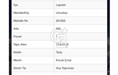 Lapseki Umurbeyde Çanakkale Boğazı Hattında Yatırıma Uygun Tarla