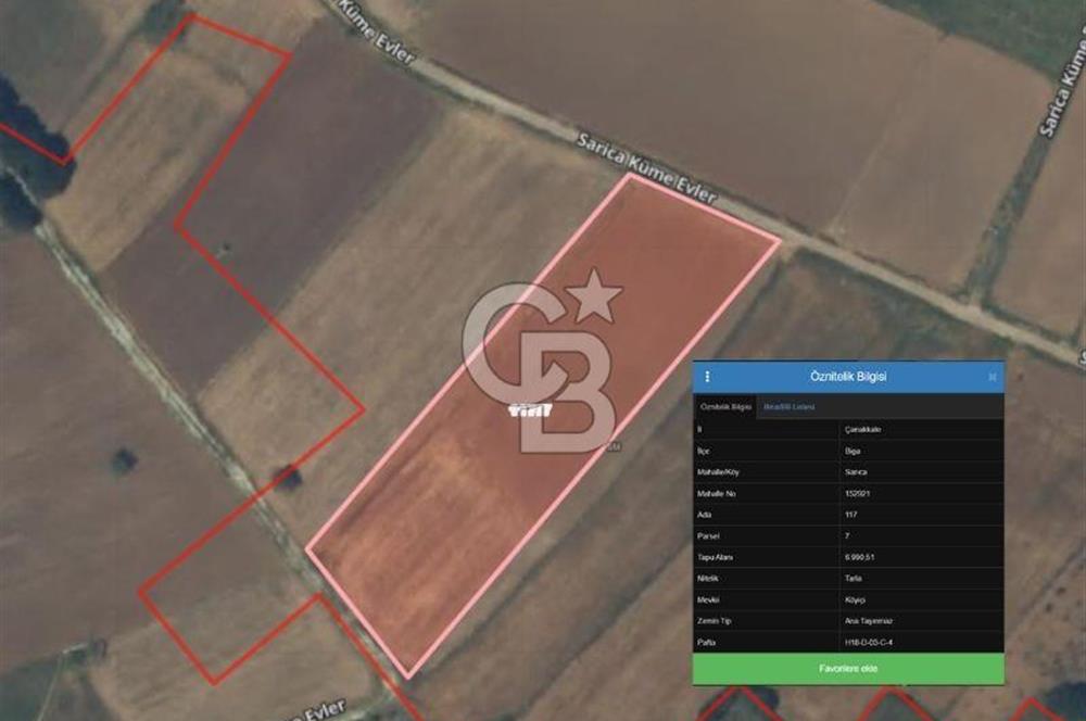 Biga Sarıca Köyünde Satılık Tarla