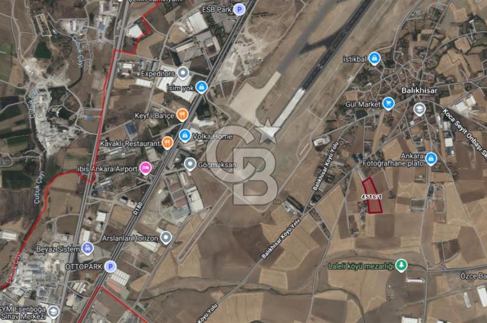 ESENBOĞA HAVALİMANINA 500 MT, 2000 m2 SATILIK HİSSELİ TARLA