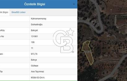 CB'DEN BAHÇELİ MH'DE TEK TAPU (973m2) SATILIK BAHÇE