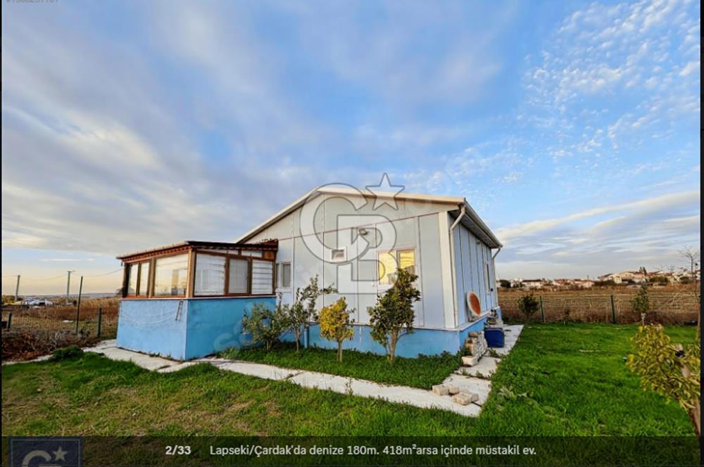 Lapseki/Çardak'da denize 180m. 418m²arsa içinde müstakil ev.