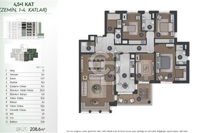 BAHÇEŞEHİR ESTON ŞEHİR KORUDA SATILIK 4,5+1 KONAK TİPİ DAİRE!