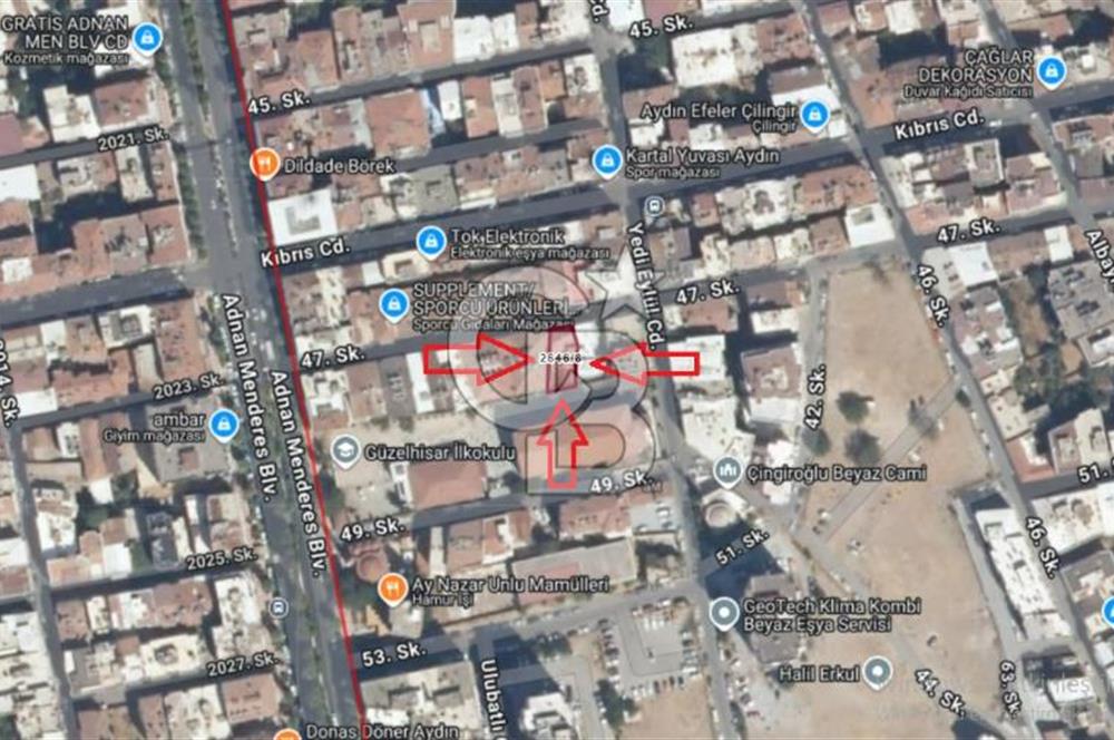 Aydın Efeler/Güzelhisar Mahallesinde Bulvara Çok Yakın 226,61 m2 Satılık Depolu Dükkan