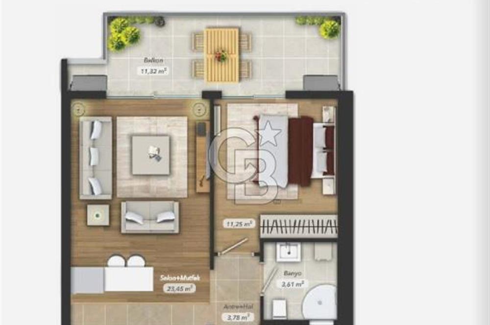 İzmir Çiğli Park Yaşam Ataşehir Eşyalı Kiralık 1+1 86 M² Daire