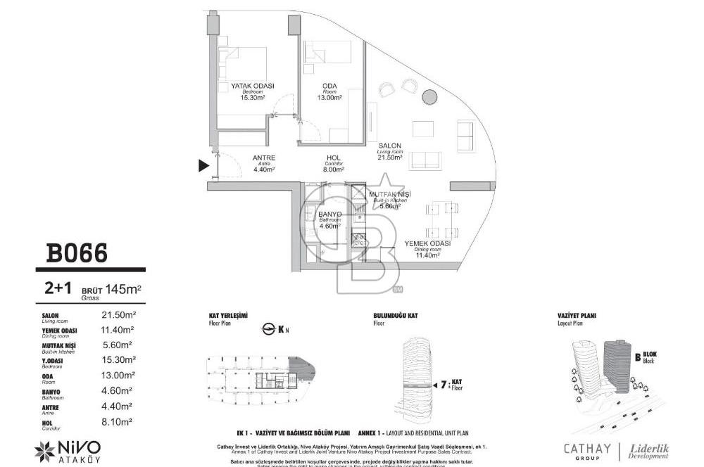 Nivo Ataköy'de Ofis ve Klinik için, Kiralık 2+1 145m2 Daire
