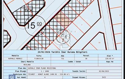 KAPAKLI AYNUR CADDESİNE CEPHE TİCARİ+KONUT İMARLI ARSA