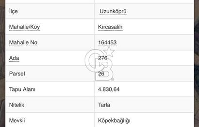 EDİRNE UZUNKÖPRÜ KIRCASALİH’TE SATILIK TARLA – YATIRIM FIRSATI