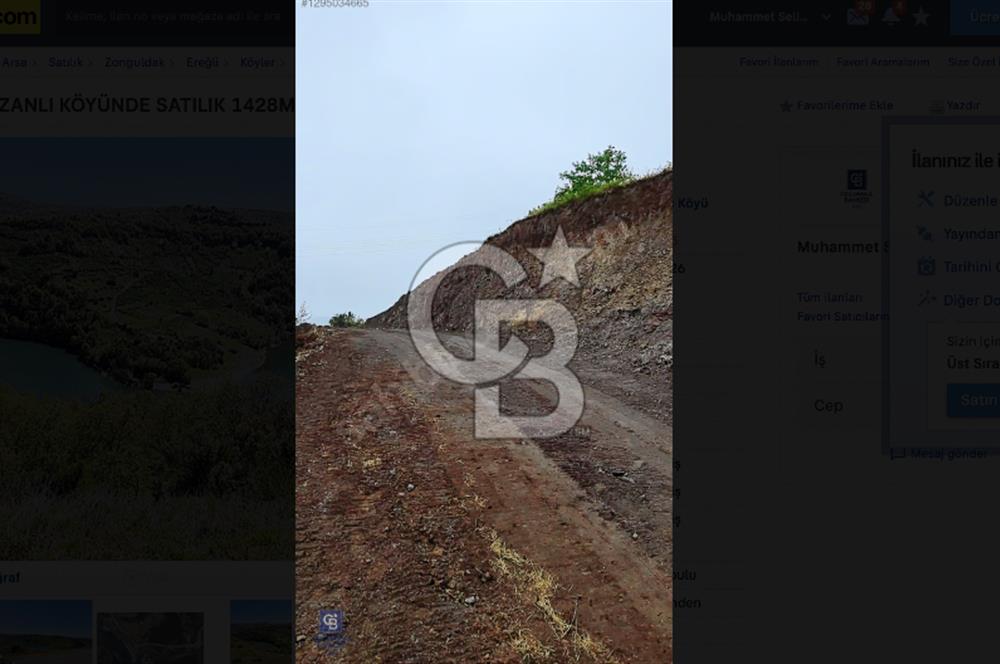 EREĞLİ RAMAZANLI KÖYÜNDE SATILIK 1428M2 TEK TAPULU TARLA