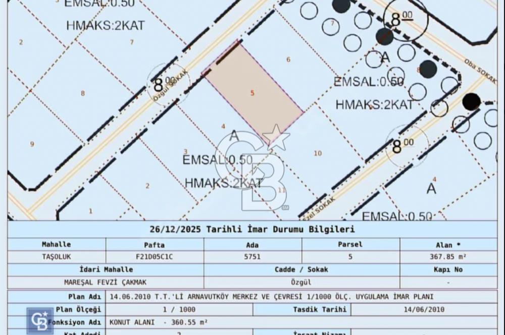 ARNAVUTKÖY TAŞOLUK MAH. YATIRIMLIK İMARLI 123M2 SATILIK ARSA