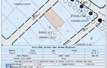 ARNAVUTKÖY TAŞOLUK MAH. YATIRIMLIK İMARLI 123M2 SATILIK ARSA