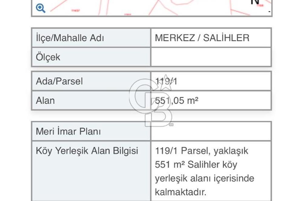 ÇANAKKALE MERKEZ SALİHLER KÖYÜ SATILIK KÖYİÇİ İMARLI 551 M2 ARSA
